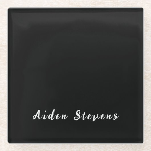 Stilvolle Schlichte Schwarz/Weiß-Minimalistische B Glasuntersetzer (Vorderseite)