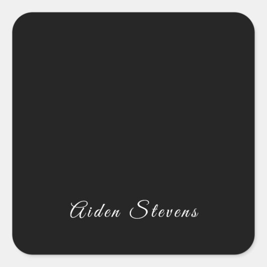 Stilvolle Schlichte Schwarz/Weiß-Minimalistische B Quadratischer Aufkleber (Vorderseite)