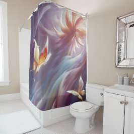 Stilvolle Schmetterlinge und Blume Duschvorhang