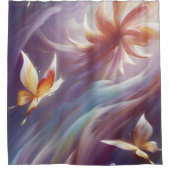 Stilvolle Schmetterlinge und Blume Duschvorhang (Vorderseite)