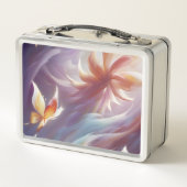 Stilvolle Schmetterlinge und Blume Metall Brotdose (Rückseite)