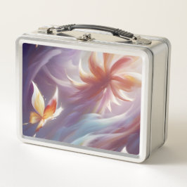 Stilvolle Schmetterlinge und Blume Metall Brotdose