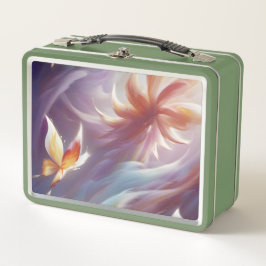 Stilvolle Schmetterlinge und Blume Metall Brotdose