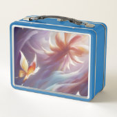 Stilvolle Schmetterlinge und Blume Metall Brotdose (Rückseite)