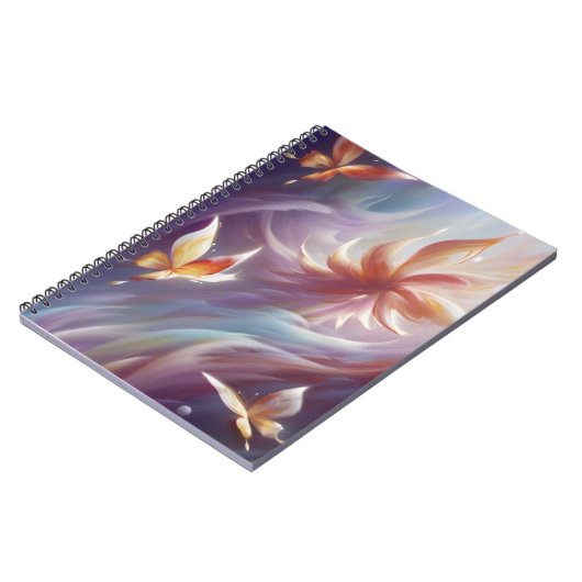 Stilvolle Schmetterlinge und Blume Notizblock (Linke Seite)