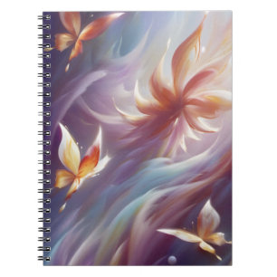Stilvolle Schmetterlinge und Blume Notizblock