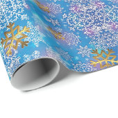 Stilvolle Schneeflocken Geschenkpapier (Rolleneckpunkt)