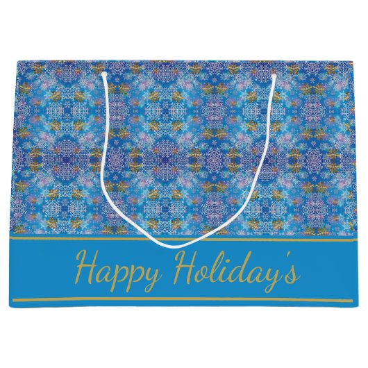 Stilvolle Schneeflocken Große Geschenktüte (Vorderseite)