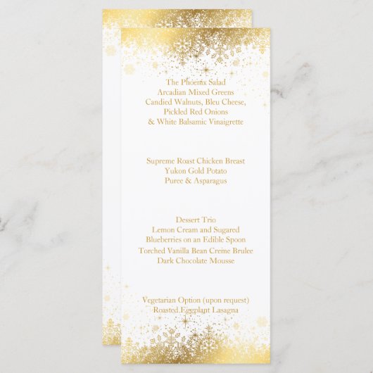 Stilvolle Schneeflocken - Menü Menükarte (Vorne/Hinten)