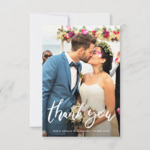 Stilvolle Schrift Braut & Bräutigam Hochzeit Dankeskarte