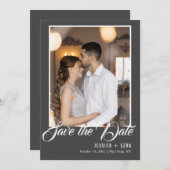 Stilvolle Schrift Grau und Weiß | FOTO Save The Date (Vorne/Hinten)