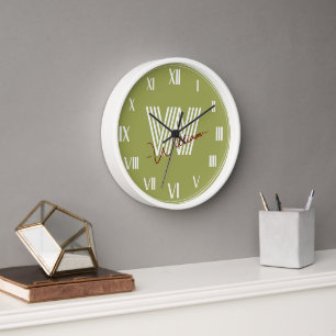 Stilvolle Schrift mit Monogramm modernes Olivenwei Uhr