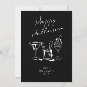 Stilvolle Schrift Schwarze Cocktails Frohes Hallow Feiertagskarte