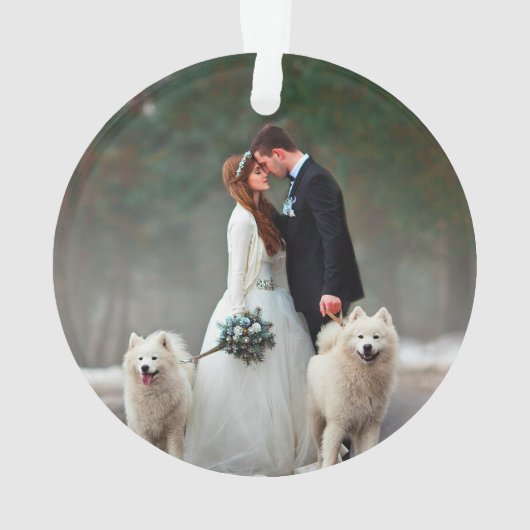 Stilvolle Schrift Unser erstes WeihnachtsWedding-F Ornament (Rückseite)