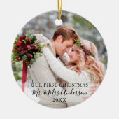 Stilvolle Schrift Unsere ersten Weihnachtsnamen fü Keramik Ornament (Vorne)