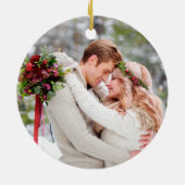 Stilvolle Schrift Unsere ersten Weihnachtsnamen fü Keramik Ornament (Hinten)