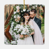 Stilvolle Schrift Verheiratet und Merry Wedding Gr Keramikornament (Rückseite)