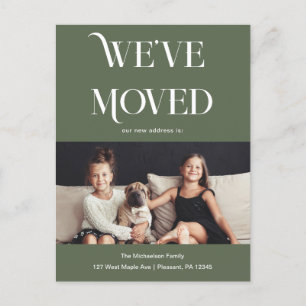 Stilvolle Schrift Wir haben das neue Address-Foto  Postkarte
