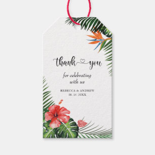 Stilvolle Schriftart Tropical Wedding Vielen Dank Geschenkanhänger