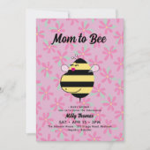 Stilvolle Schwangere Mama Bee Pink Floral Baby Dus Einladung (Vorderseite)