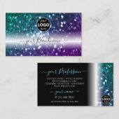 Stilvolle Schwarz-Aquamarin-Lila-Sparkle-Glitzer-L Visitenkarte (Vorne/Hinten)