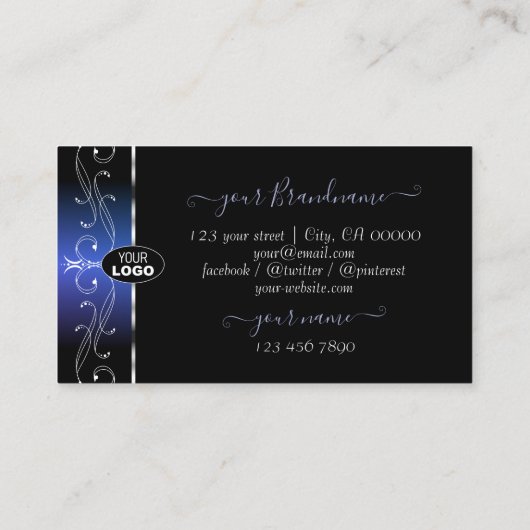 Stilvolle Schwarz-Blau-Verzierte Grenzjuwelen mit Visitenkarte (Rückseite)