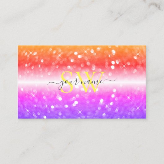 Stilvolle Schwarz-Farbige Sparkling-Glitzer Monogr Visitenkarte (Vorderseite)