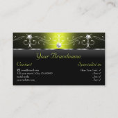 Stilvolle Schwarz-Gelb-Schnörkel mit Foto Visitenkarte (Rückseite)