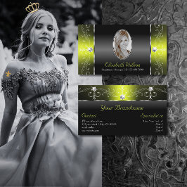 Stilvolle Schwarz-Gelb-Schnörkel mit Foto Visitenkarte