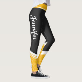 Stilvolle, schwarz-gelbe, blumenweiße Streifen und Leggings