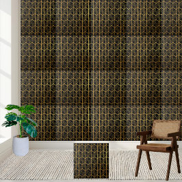 Stilvolle Schwarz-Gold Geometrische Art Deco Tile Fliese