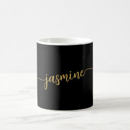 Stilvolle Schwarz-Gold-Monogramm-Bezeichnung Kaffeetasse