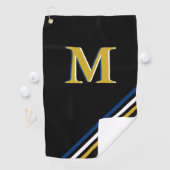 Stilvolle Schwarz-Gold-Personalisiert-Monogram-Str Golfhandtuch (Insitu)