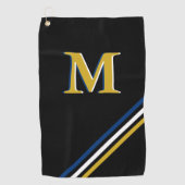 Stilvolle Schwarz-Gold-Personalisiert-Monogram-Str Golfhandtuch (Vorderseite)