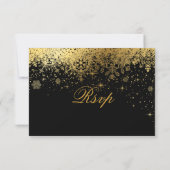 Stilvolle Schwarz-Gold-Schneeflocken - UAWG RSVP Karte (Rückseite)