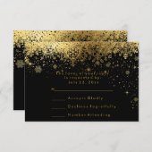 Stilvolle Schwarz-Gold-Schneeflocken - UAWG RSVP Karte (Vorne/Hinten)
