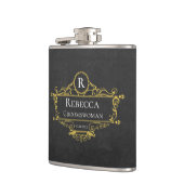 Stilvolle Schwarz/Gold Vintage Groomswoman Flachmann (Links)