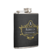 Stilvolle Schwarz/Gold Vintage Groomswoman Flachmann (Rechts)