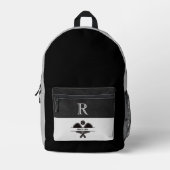 Stilvolle schwarz-graue Pickleball Design Monogram Bedruckter Rucksack (Vorderseite)