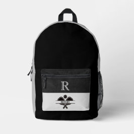 Stilvolle schwarz-graue Pickleball Design Monogram Bedruckter Rucksack