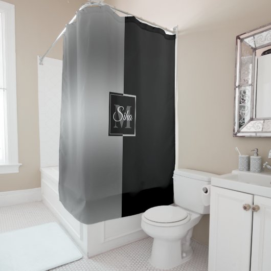 Stilvolle Schwarz & Gray Geometric Design Dusche C Duschvorhang (Beispiel)