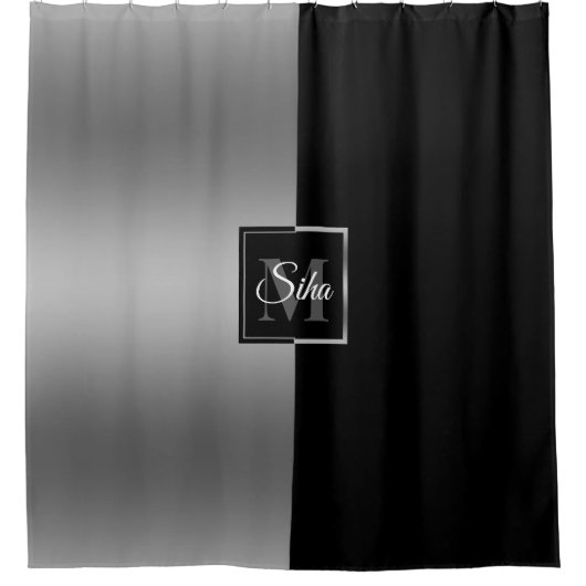 Stilvolle Schwarz & Gray Geometric Design Dusche C Duschvorhang (Vorderseite)