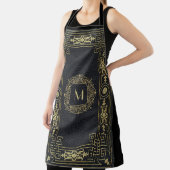 Stilvolle Schwarz Leder Monogram Initial Schürze (InSitu)