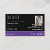 Stilvolle Schwarz Lila Monogram und Foto Simple Visitenkarte (Rückseite)