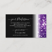 Stilvolle Schwarz Lila Sparkling Glitzer Initials Visitenkarte (Rückseite)