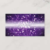 Stilvolle Schwarz Lila Sparkling Glitzer Monogram Visitenkarte (Vorderseite)