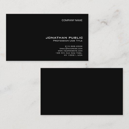 Stilvolle Schwarz Moderne Beruflich sauber Visitenkarte (Vorne/Hinten)