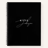 Stilvolle Schwarz Moderne Signature Script Monogra Notizblock (Vorderseite)