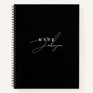 Stilvolle Schwarz Moderne Signature Script Monogra Notizblock