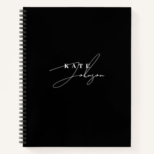 Stilvolle Schwarz Moderne Signature Script Monogra Notizblock (Vorderseite)